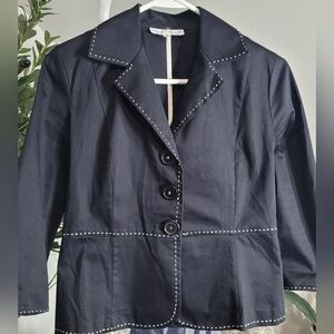 White House Black Market Peplum Black Blazer With White Trim 4